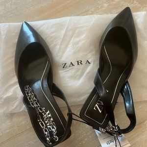 Zara sling black air lift kitten heels